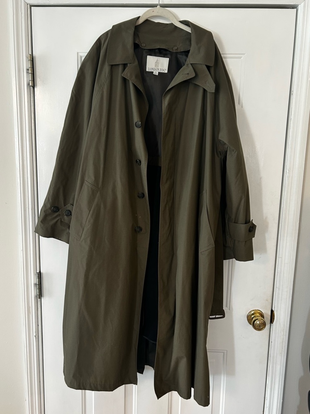 London Fog Olive Green/Gray Trench Coat with Detachable Lining
